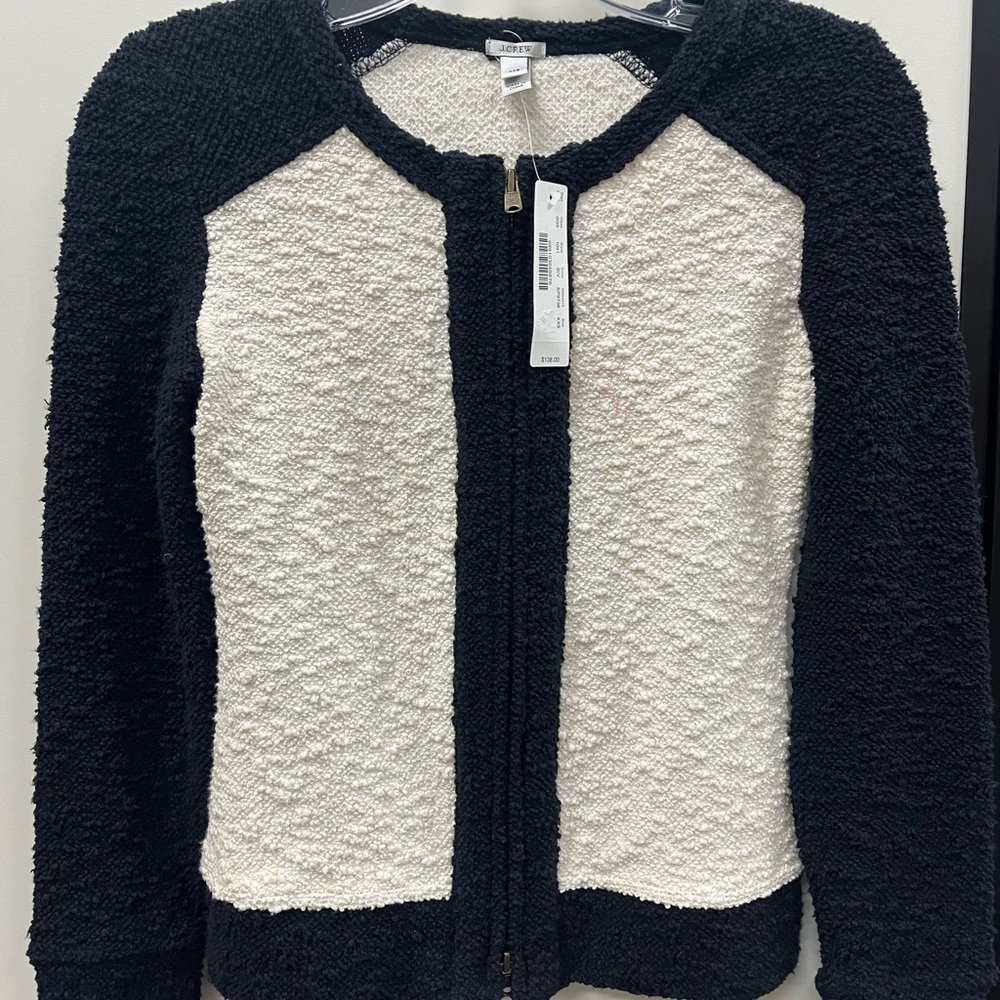 J. Crew Black and Cream Cardigan Sweater